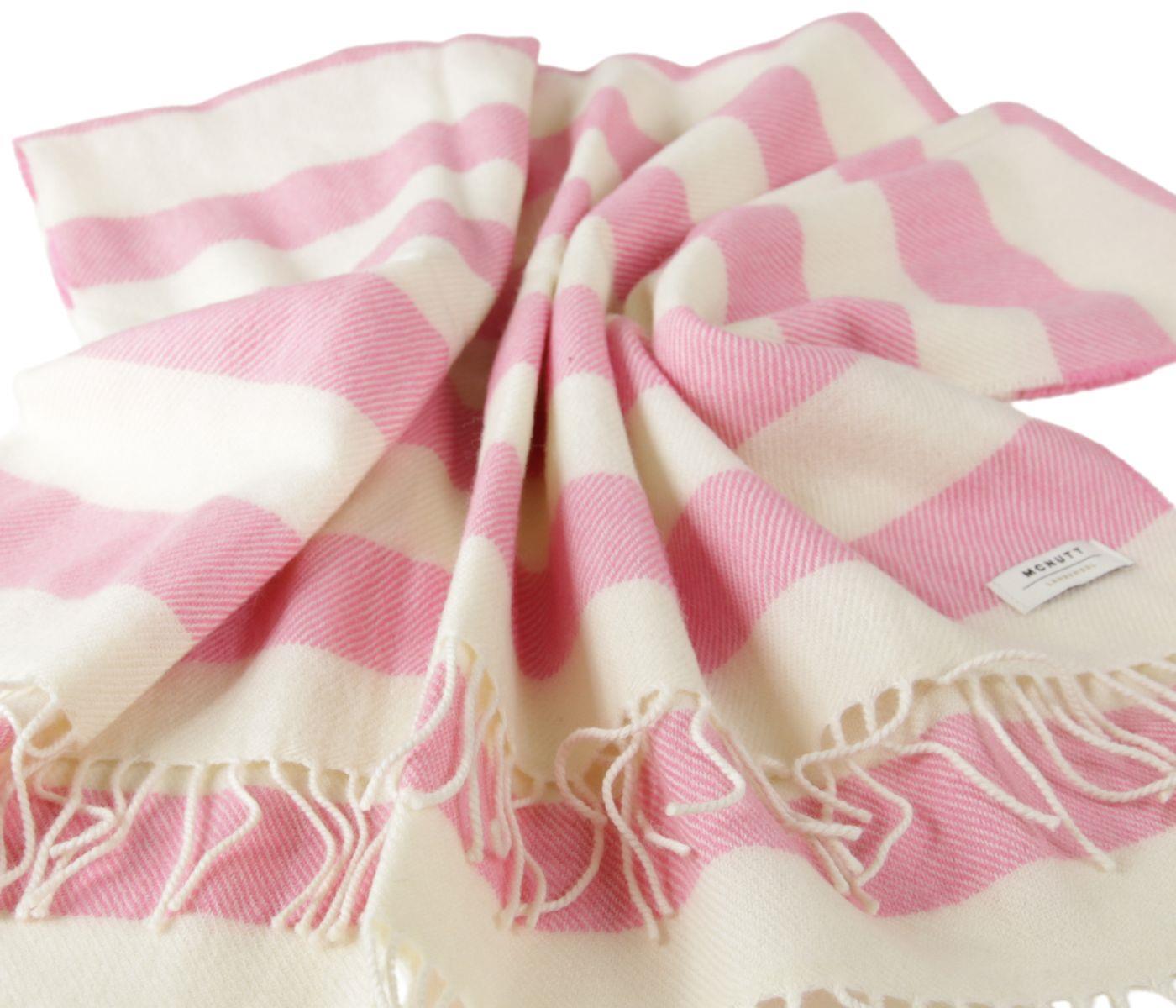 McNutt Babydecke aus 100% Wolle (Merino) in pink-weiß, gestreift, 104 x 67 cm