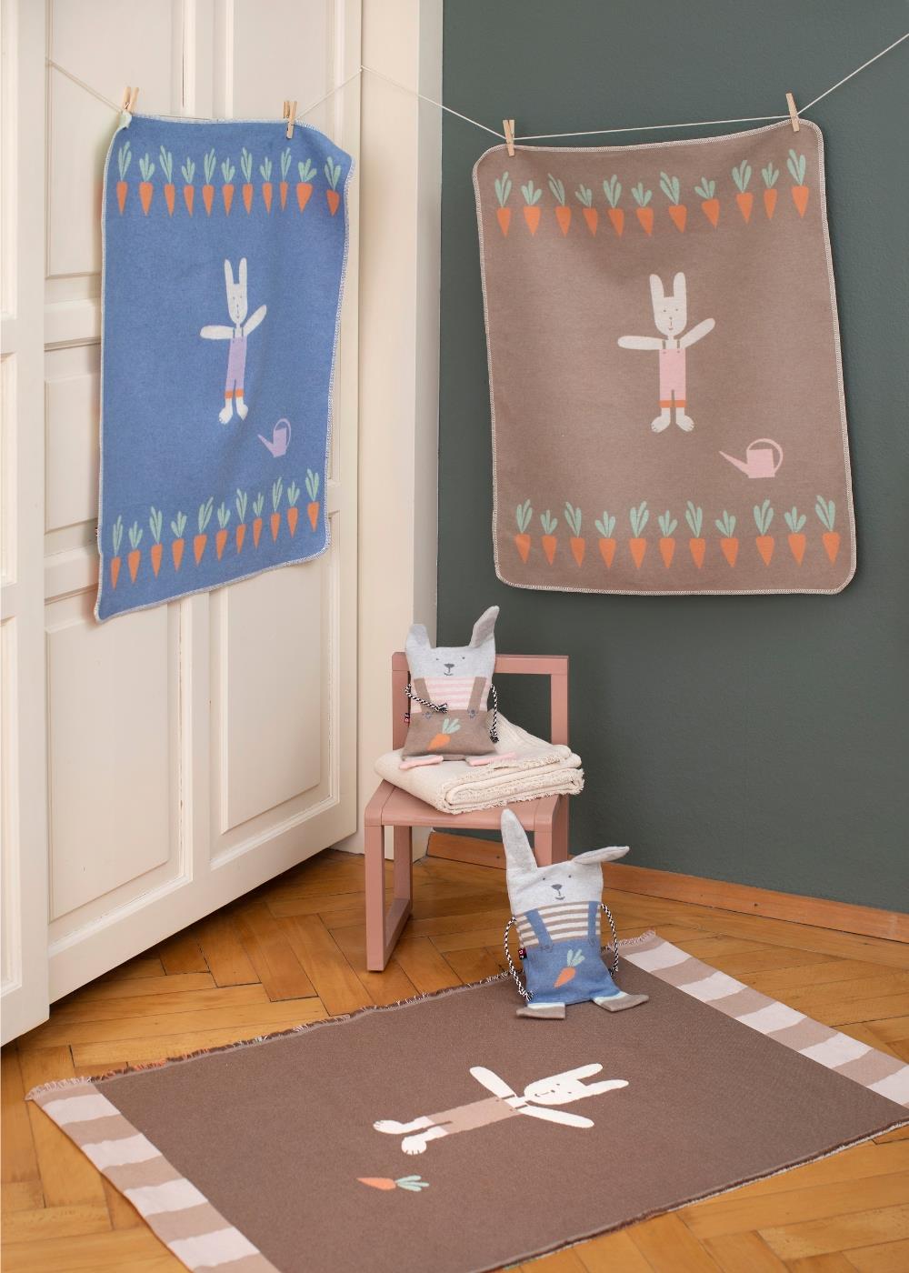 David Fussenegger Baumwolldecke für Babys "Hase" in blau
