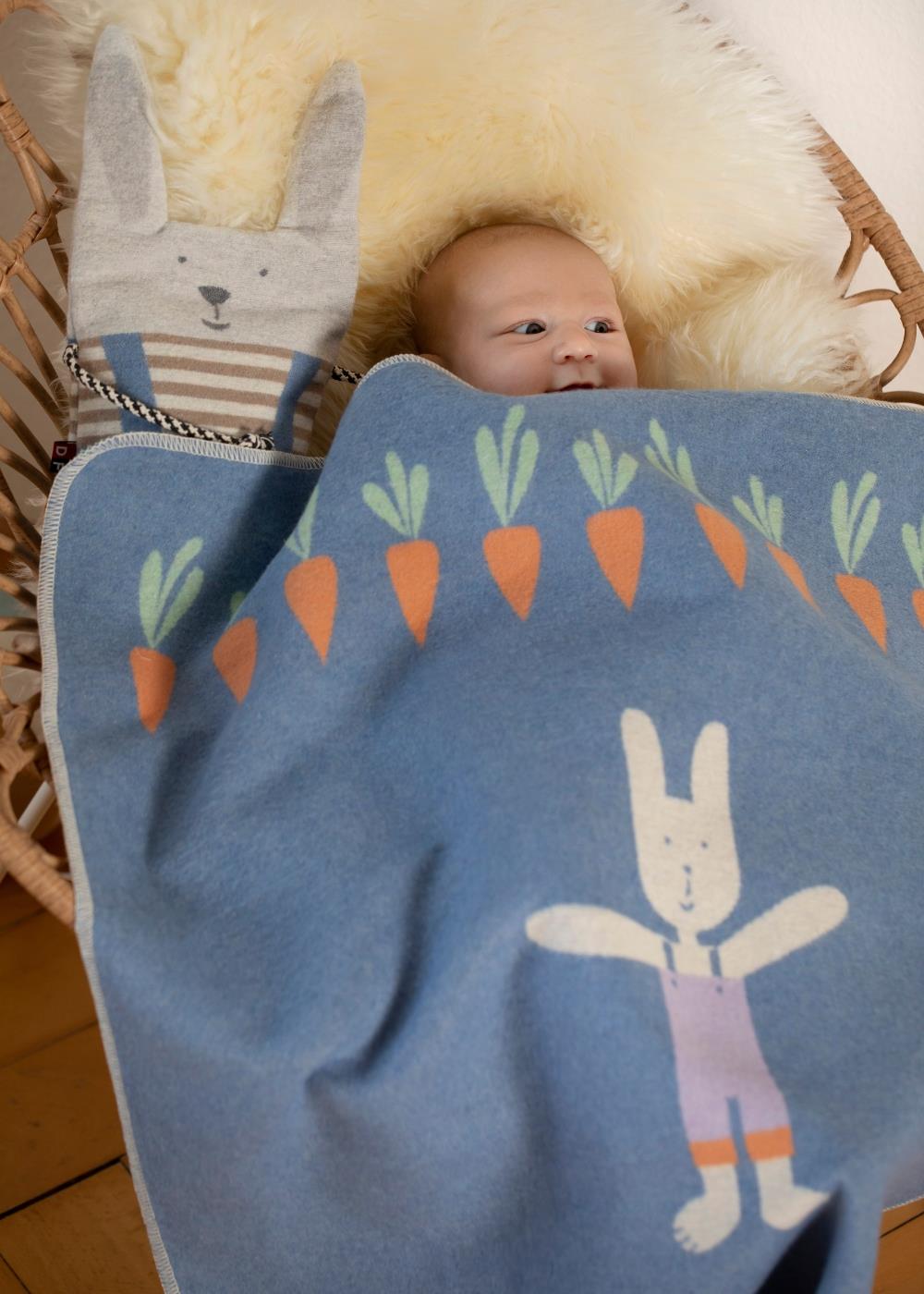David Fussenegger Baumwolldecke für Babys "Hase" in blau